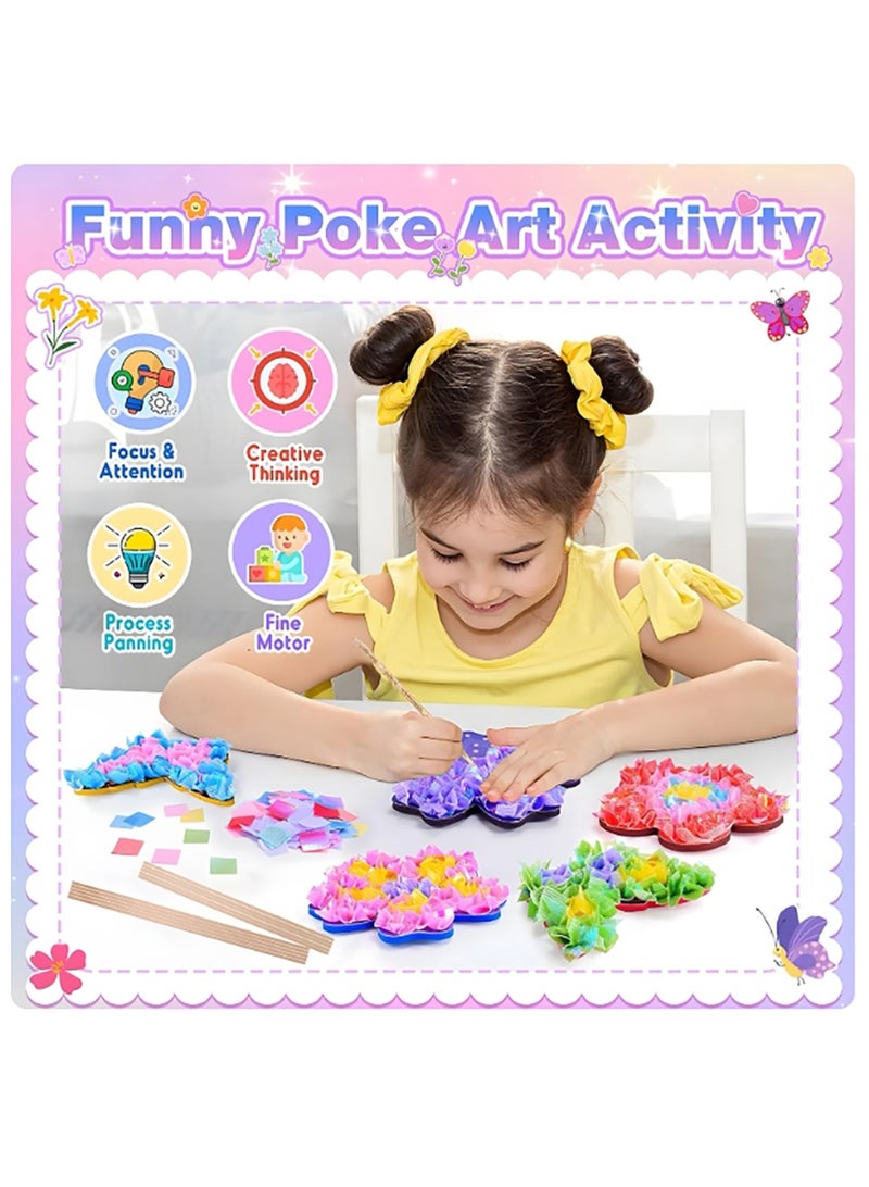 Mordely Poke Art Flower Bouquet with 8 Flowers & 2 Butterflies, Arts and Crafts for Girls 8-12,Toys for 4 5 6 7 8+ Year Old Girls - Image 5
