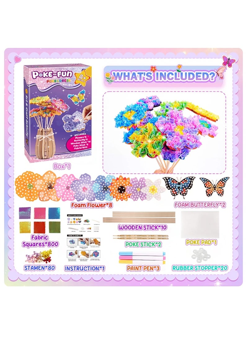Mordely Poke Art Flower Bouquet with 8 Flowers & 2 Butterflies, Arts and Crafts for Girls 8-12,Toys for 4 5 6 7 8+ Year Old Girls - Image 3