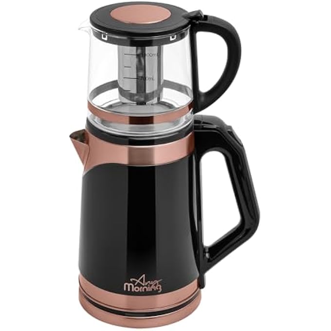 Any Morning Turkish Electric Tea Maker With Auto Shut Off And Boil Dry Protection Cordless Kettle With Teapot Set And Detachable Filter 360 Swivel Base 2 L1500W - Image 1