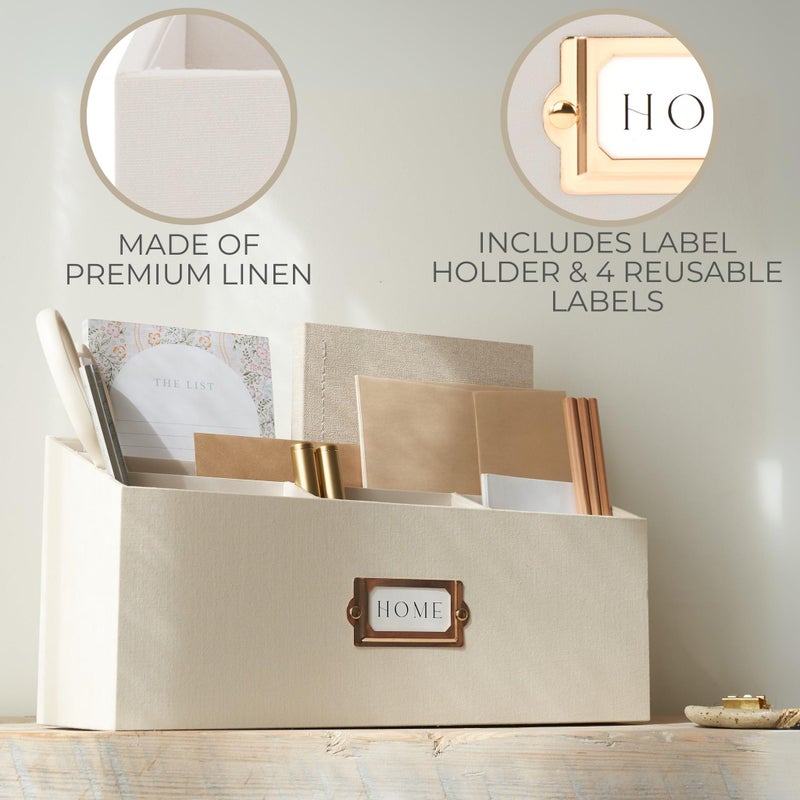 KIBAGA Stylish Linen Mail Organizer for Your Countertop â€“ Easily Organizes Pens, Mail & More in Spacious Compartments on Any Desktop â€“ The Perfect Desk Sorter for Paper & Office Essentials - Image 2