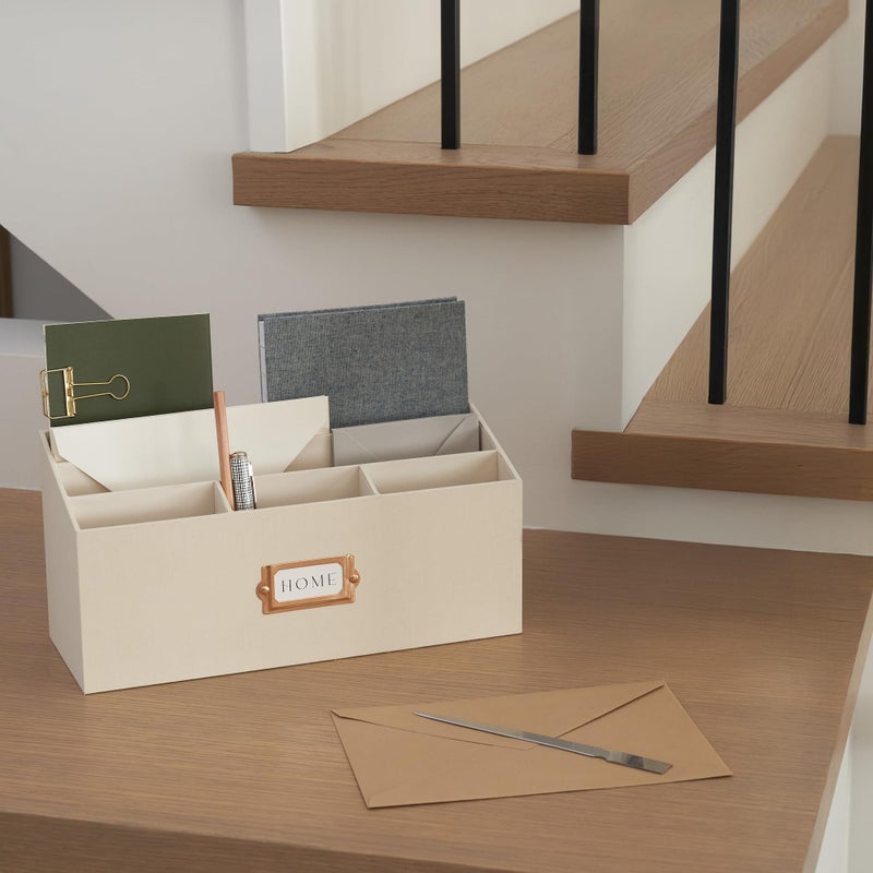 KIBAGA Stylish Linen Mail Organizer for Your Countertop â€“ Easily Organizes Pens, Mail & More in Spacious Compartments on Any Desktop â€“ The Perfect Desk Sorter for Paper & Office Essentials - Image 3