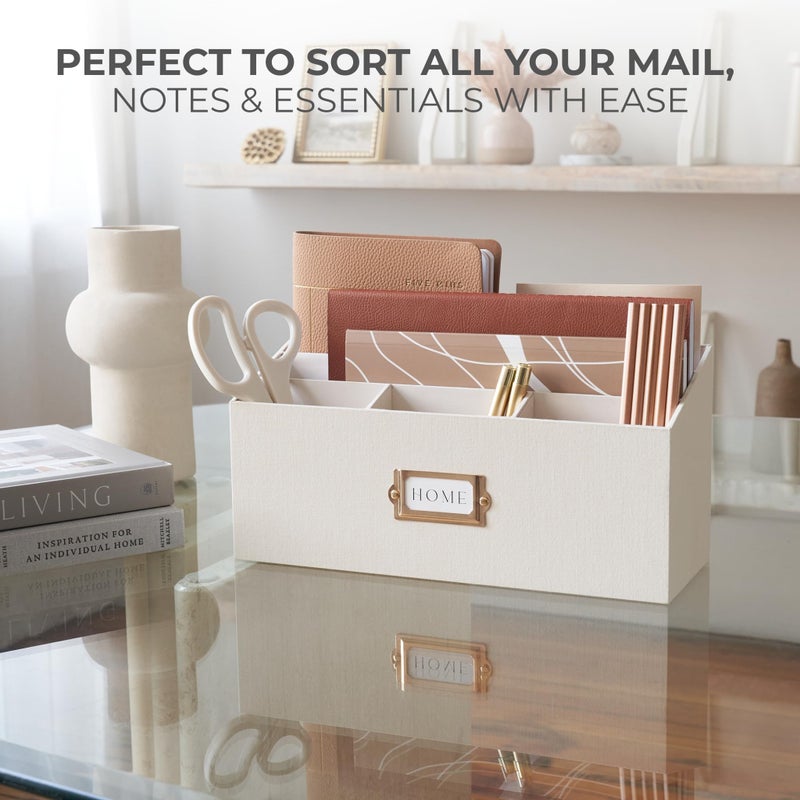 KIBAGA Stylish Linen Mail Organizer for Your Countertop â€“ Easily Organizes Pens, Mail & More in Spacious Compartments on Any Desktop â€“ The Perfect Desk Sorter for Paper & Office Essentials - Image 5