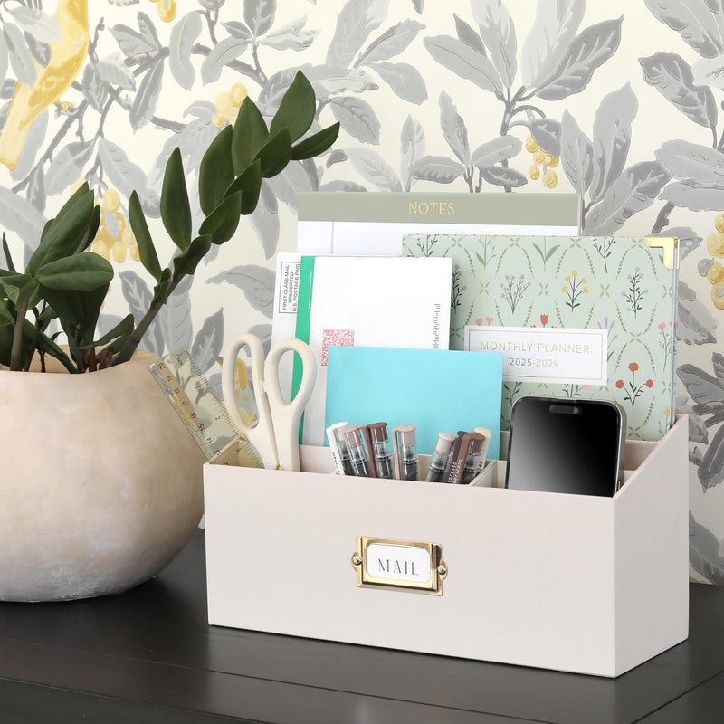 KIBAGA Stylish Linen Mail Organizer for Your Countertop â€“ Easily Organizes Pens, Mail & More in Spacious Compartments on Any Desktop â€“ The Perfect Desk Sorter for Paper & Office Essentials - Image 4
