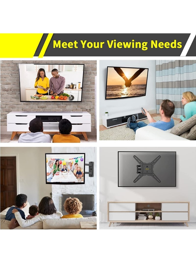 Tilt & Swivel TV Wall Mount - Heavy Duty Steel Bracket for 32-55" LED, LCD, Flat & Curved TVs, 70 lbs Capacity, VESA 400x400, RM-400 - Image 4