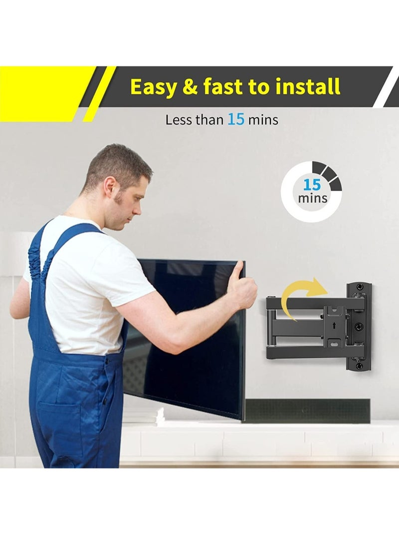 Tilt & Swivel TV Wall Mount - Heavy Duty Steel Bracket for 32-55" LED, LCD, Flat & Curved TVs, 70 lbs Capacity, VESA 400x400, RM-400 - Image 2