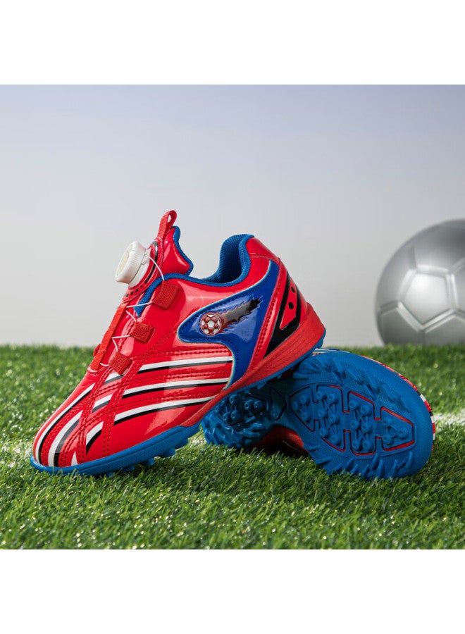 Snoopysnoopy Kids' Sports Shoes Boys Girls Wear-resistant Soccer Shoes Fashionable Studs Training Shoes 7899 Red Size 36 - Image 1