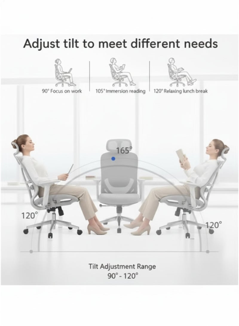 نَدْ مَفْرُوشَات كرسي إسفنجي شبكي مريح ذو ظهر مرتفع - رمادي | مثالي للمكتب أو المنزل أو مكتب الدراسة أو الألعاب - Image 2