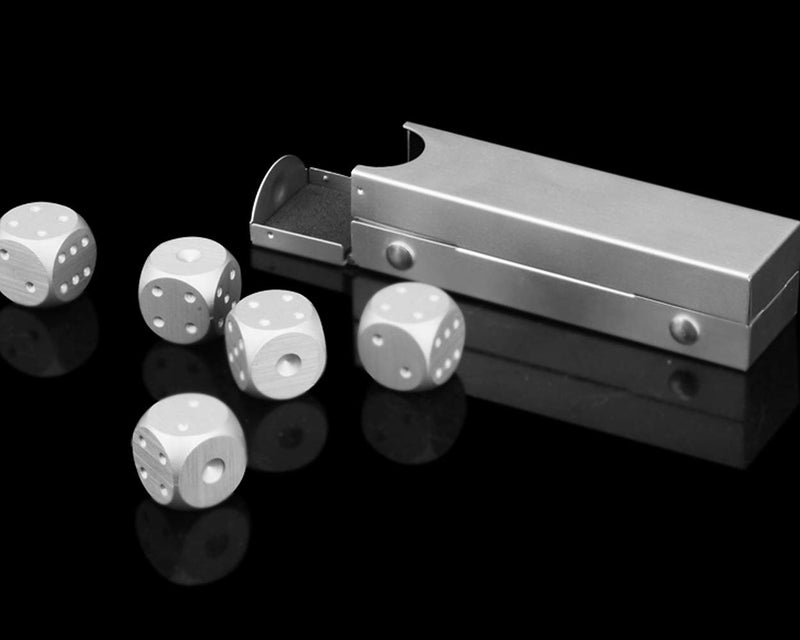 DS.DISTINCTIVE STYLE Aluminum Alloy Dice 5 Pieces 16mm Portable Metal Dices with Case 6 Sided Dice for Party Game - Image 4