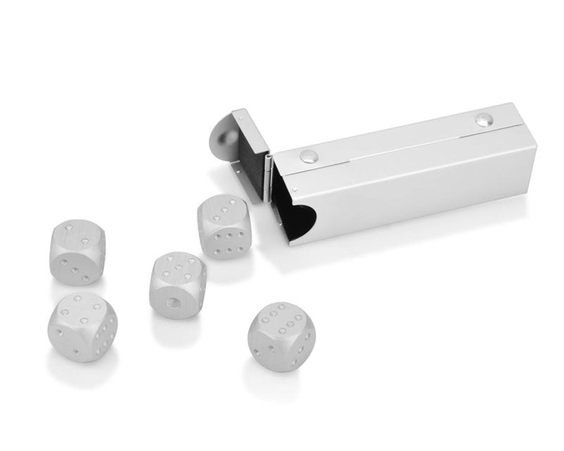 DS.DISTINCTIVE STYLE Aluminum Alloy Dice 5 Pieces 16mm Portable Metal Dices with Case 6 Sided Dice for Party Game - Image 1