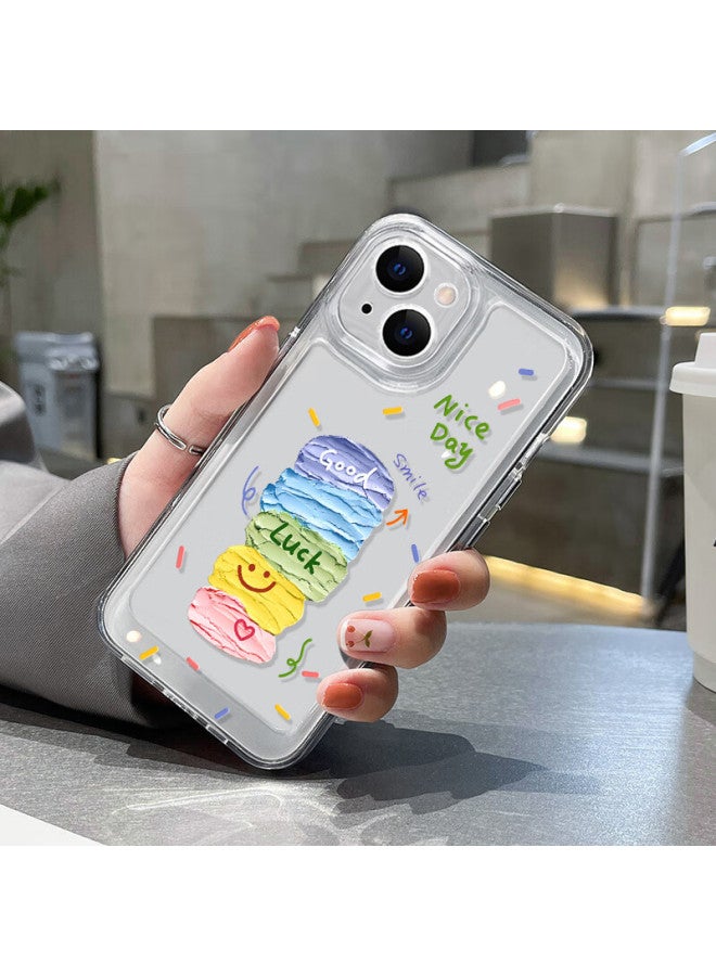 Inkaida Yingkaida Iphone 15 Case، غطاء حماية كامل مضاد للصدمات ومقاوم لبصمات الأصابع للرجال والنساء، غطاء واقي شفاف مبدع مع كتل ألوان سعيدة - Image 2