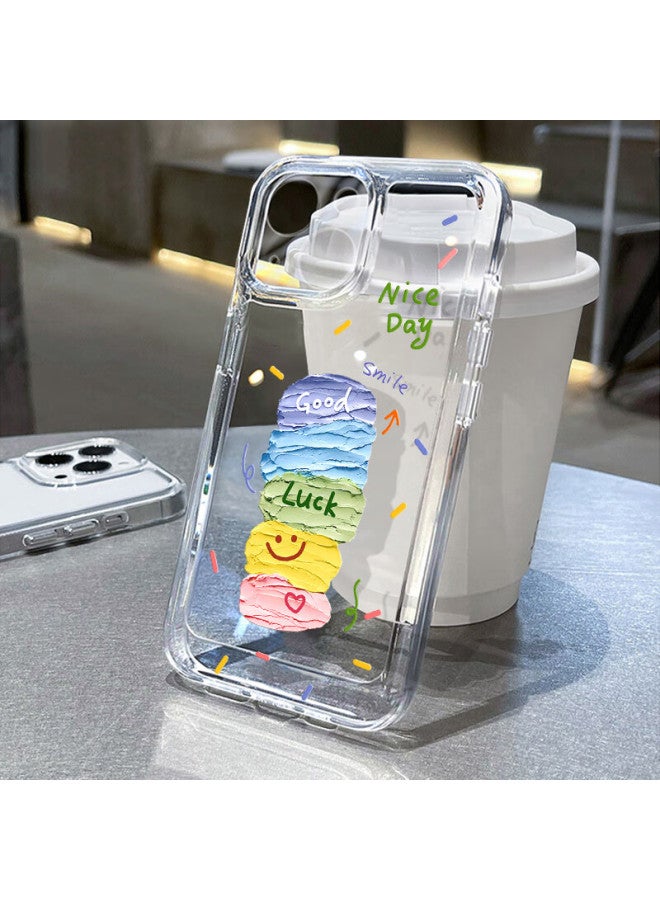 Inkaida Yingkaida Iphone 15 Case، غطاء حماية كامل مضاد للصدمات ومقاوم لبصمات الأصابع للرجال والنساء، غطاء واقي شفاف مبدع مع كتل ألوان سعيدة - Image 4