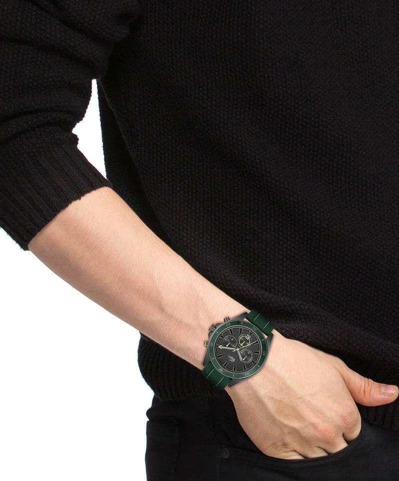 Lacoste  Mainsail Collection Chronograph Quartz Watch For Men With Green Silicone Bracelet - 2011363 for Men | Best Price UAE
