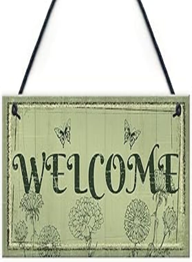 meijiafei Meijiafei Welcome Sign Front Door Shed Garden Summerhouse Plaque Home Decor Friendship Gift 10" X 5" 
