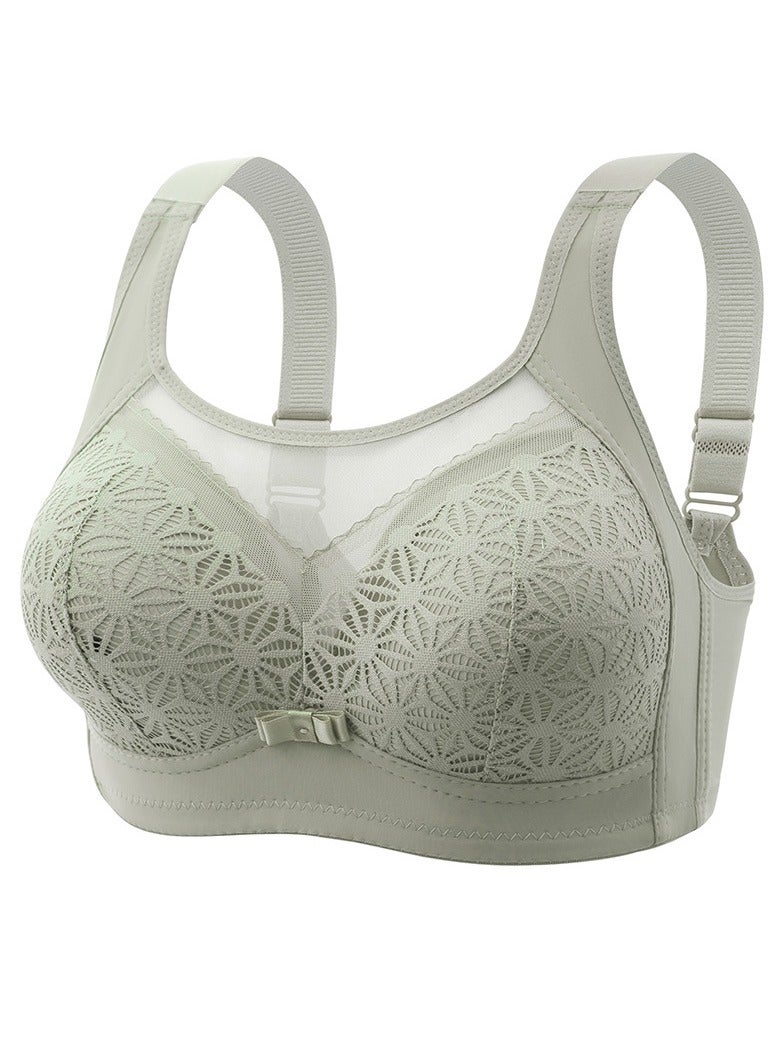 Womens Soft Seamless Exquisite Lace Bras Unpadded wireless Smoothing Bra Green