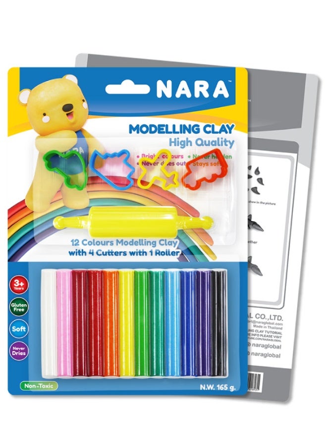 نارا طقم صلصال نارا لتشكيل الأطفال – 12 لون زاهي مع 4 قوالب تشكيل و1 أداة فرد، طين تشكيل آمن غير سام وقابل لإعادة الاستخدام، لعبة تعليمية للأطفال من عمر سنتين فأكثر، مثالي للهدايا والمدرسة والأنشطة الفنية - Image 1