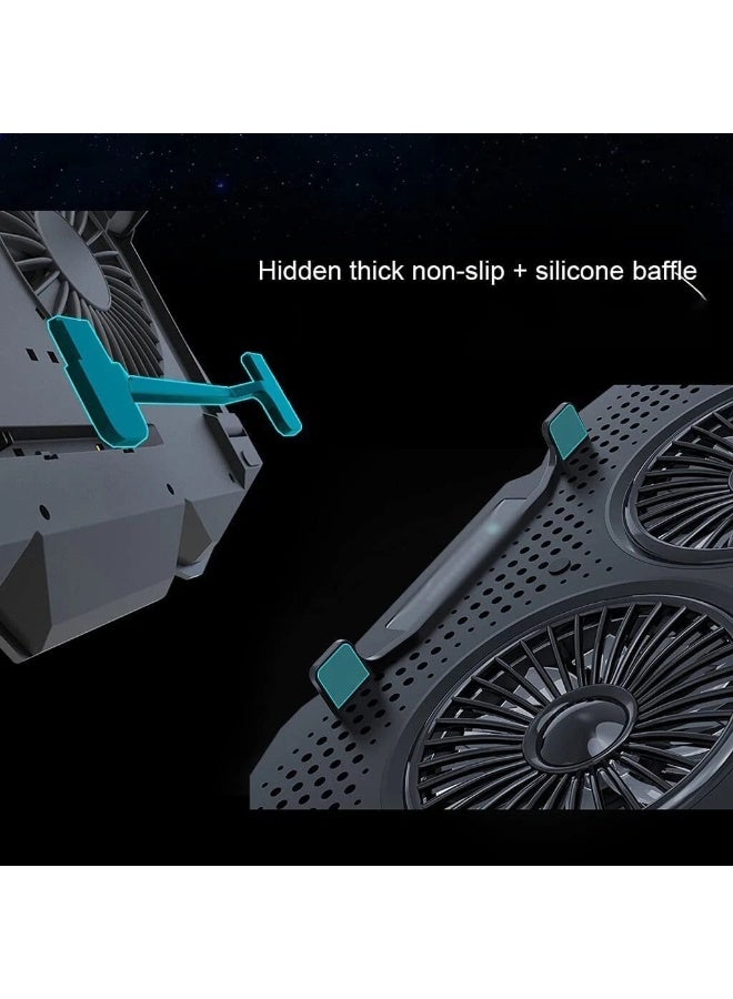 جيجاماكس مروحة تبريد لابتوب -  GM20 مستوى الضوضاء منخفض -  بسبع زوايا تعديل حتى 17 بوصة -  للاستخدام أثناء اللعب بأداء عالي - تصميم مريح مع إضاءة RGB -  ب 2 USB  - دعم بلاستيشن 3 و 4 – لون اسود - Image 4