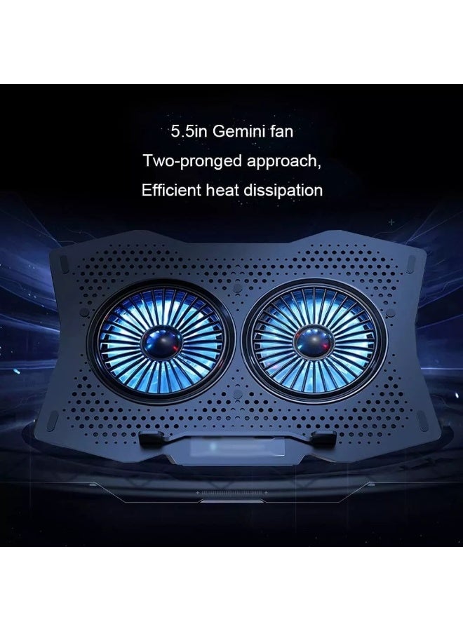 جيجاماكس مروحة تبريد لابتوب -  GM20 مستوى الضوضاء منخفض -  بسبع زوايا تعديل حتى 17 بوصة -  للاستخدام أثناء اللعب بأداء عالي - تصميم مريح مع إضاءة RGB -  ب 2 USB  - دعم بلاستيشن 3 و 4 – لون اسود - Image 5