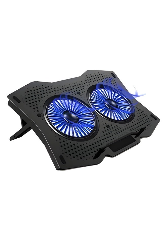 جيجاماكس مروحة تبريد لابتوب -  GM20 مستوى الضوضاء منخفض -  بسبع زوايا تعديل حتى 17 بوصة -  للاستخدام أثناء اللعب بأداء عالي - تصميم مريح مع إضاءة RGB -  ب 2 USB  - دعم بلاستيشن 3 و 4 – لون اسود - Image 2