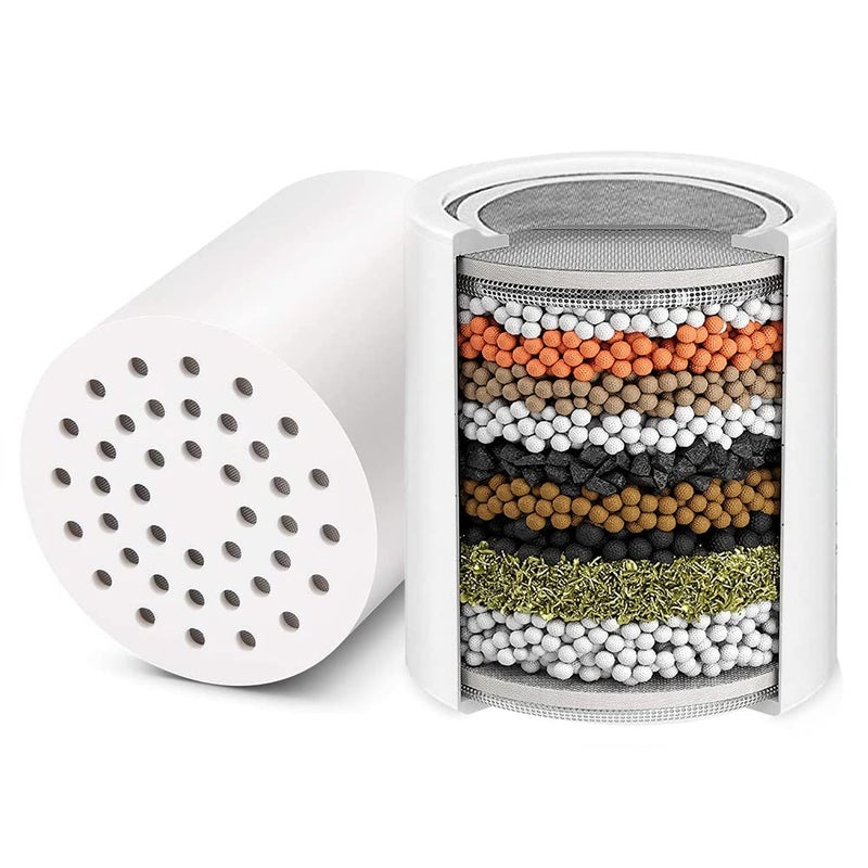 AMORIX 15 Stage Shower Filter Replacement Cartridge Reducing Chlorine Shower Water Head Filter for Hard Water Heavy Metal Impurity Improve Skin Hair Fit Any Similar Design Shower Water Filter