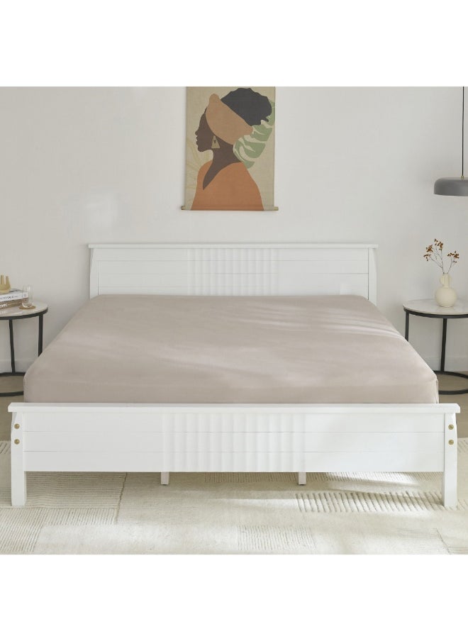 Home Box Derby Solid Microfiber King Fitted Sheet 180 X 200 X 25 Cm  - Image 1