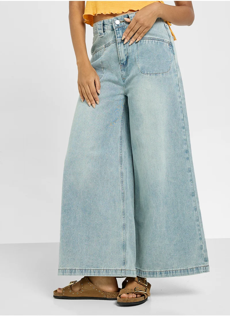 جينجر High Rise Wide Leg Pants