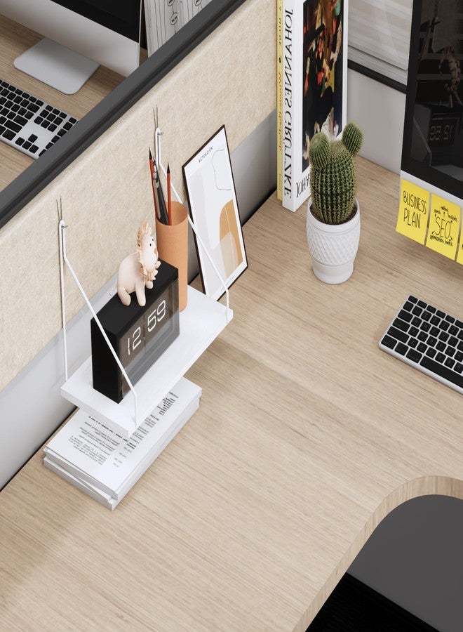 SoaShower Cubicle Shelf with Hooks - 11.8" Office Cubicle Accessories for Work, Floating Wall Shelf for Cubicle Decor, Hanging Organizer for Cubicle Wall Storage & Office Decorations&White - Image 4