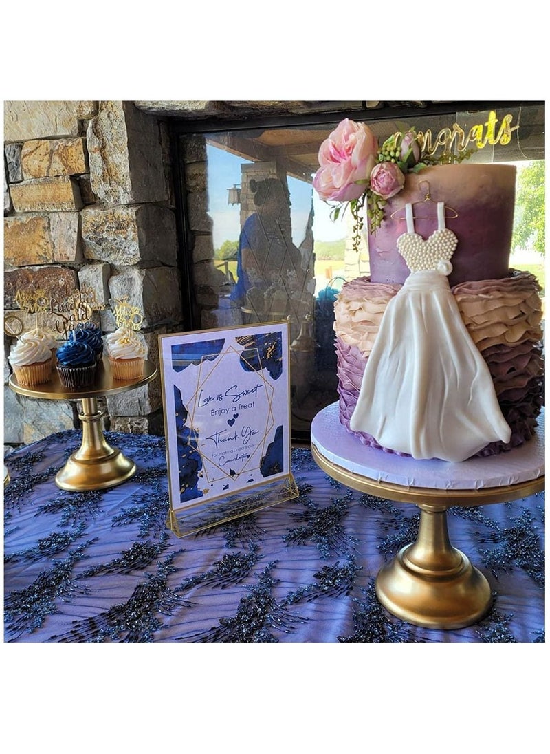 SYOSI - 6 Pieces Clear Acrylic Table Card Holder, Double Sided Frame with Gold Border and Removable Vertical Stand for Photo Display, Wedding Table Number, Restaurant Sign, Menu Holder (5 x 7 inches) - Image 1