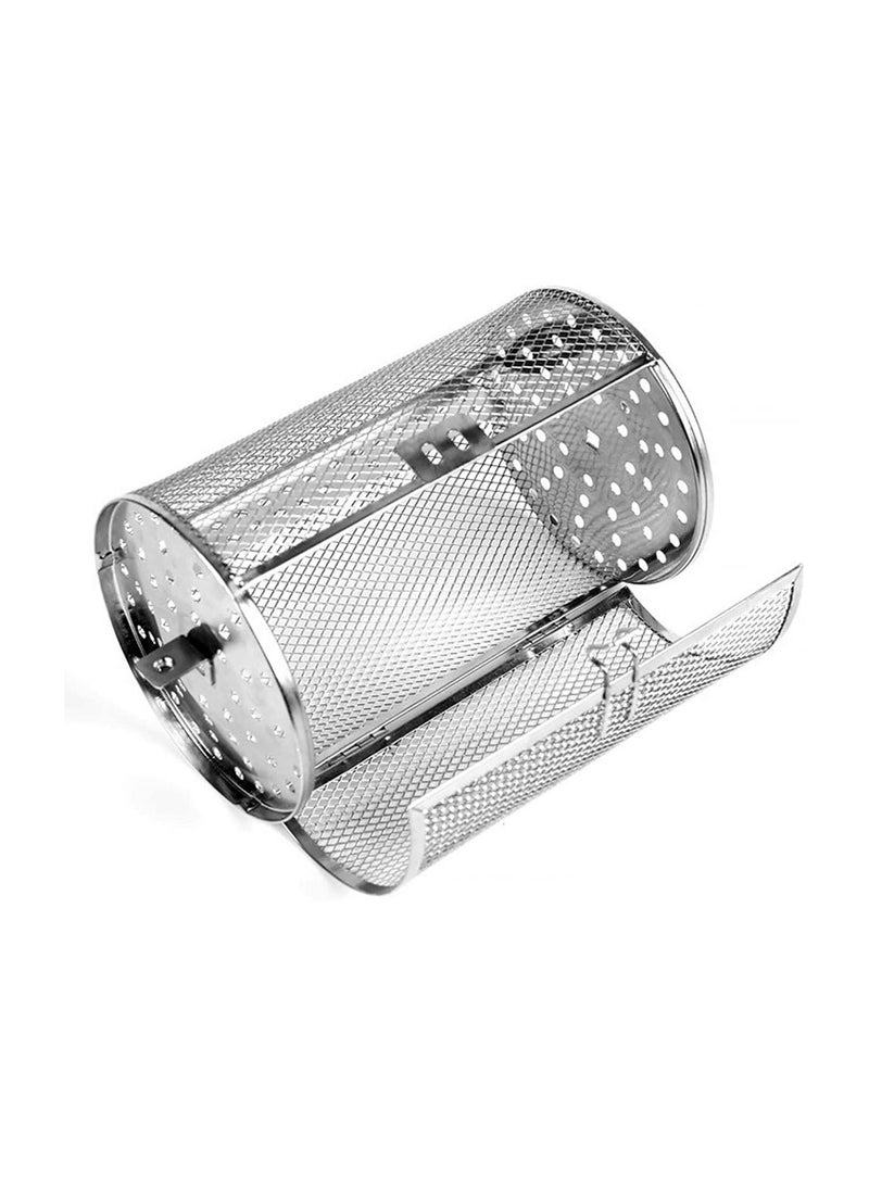 SOLARAE Rotisserie Basket for Air Fryer, 360¬∞ Rotating Grill Drum, Stainless Steel Tumble Rotisserie Oven Cage for Baking Turkey, BBQ, Peanuts(14X18cm) - Image 1