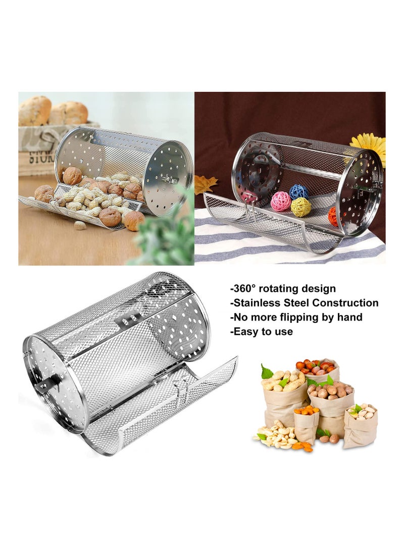 SOLARAE Rotisserie Basket for Air Fryer, 360¬∞ Rotating Grill Drum, Stainless Steel Tumble Rotisserie Oven Cage for Baking Turkey, BBQ, Peanuts(14X18cm) - Image 4