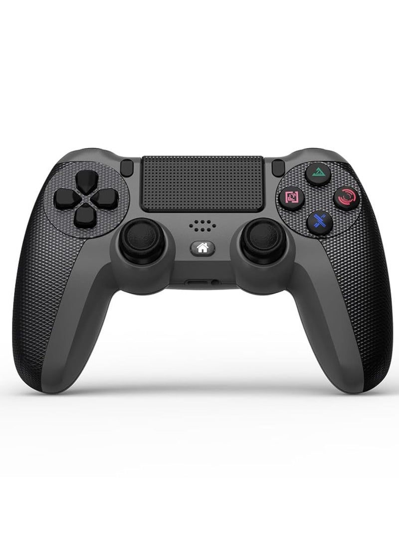 أنمي - لوحة ألعاب وحدة التحكم اللاسلكية لجهاز PS4/PS4 صغير/ثري/كمبيوتر مع كابل شحن مزود باهتزاز مزدوج، ولوحة لمس قابلة للطي، ووظيفة صوت، وقضيب ضوء، ومانع للانزلاق (أسود) - Image 1
