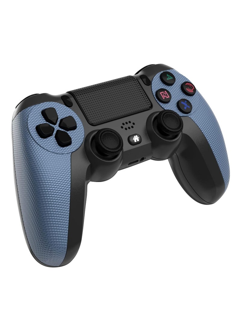 أنمي - لوحة ألعاب وحدة التحكم اللاسلكية لجهاز PS4/PS4 صغير/ثري/كمبيوتر مع كابل شحن مزود باهتزاز مزدوج، ولوحة لمس قابلة للطي، ووظيفة صوت، وقضيب ضوء، ومانع للانزلاق (أسود) - Image 1