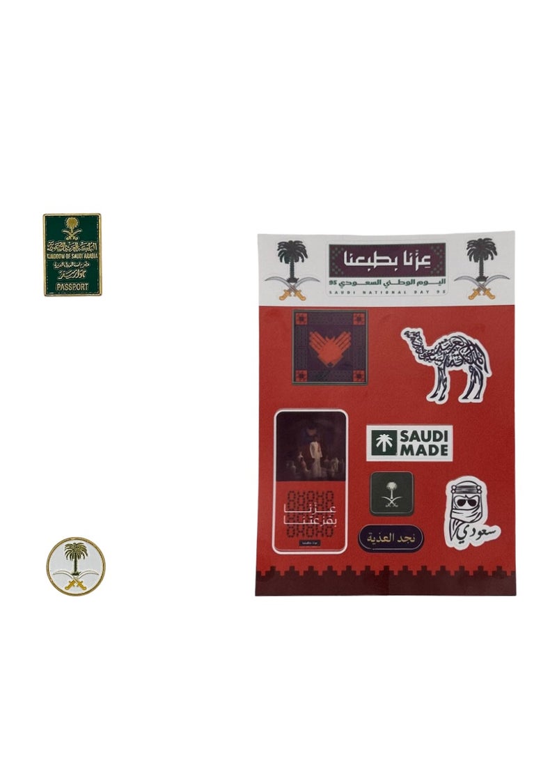 باقة ملصقات السعودية – عزنا بطبعنا + تصميم الجواز السعودي + سيفين ونخلة | ملصقات وطنية أنيقة للهواتف واللابتوبات والأجهزة - Image 1