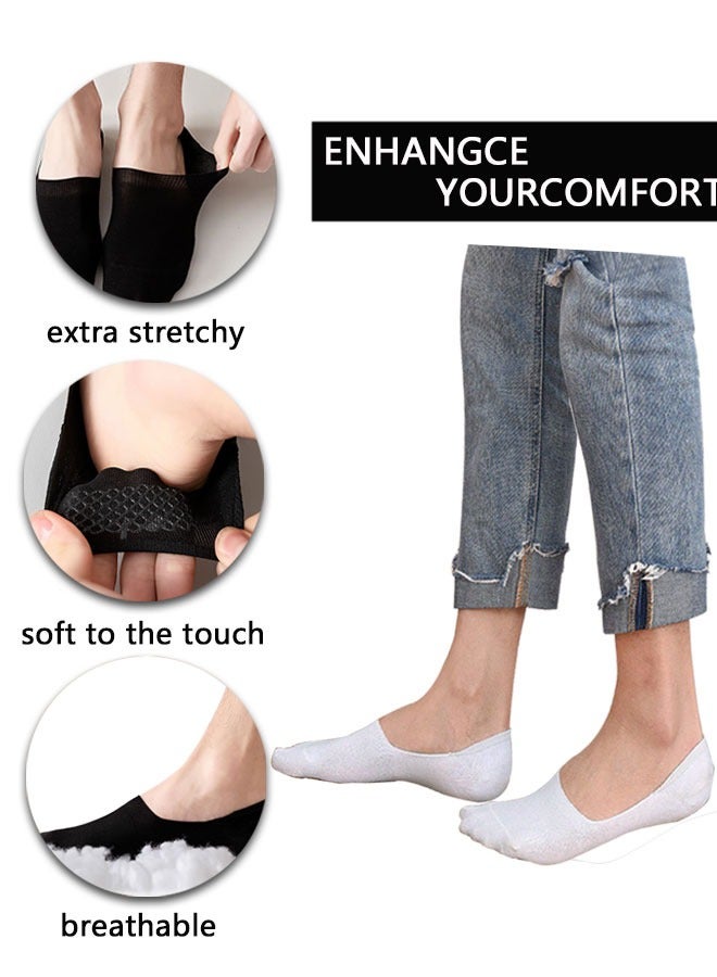 وهاواي 8 Pairs No Show Socks Men Cotton Low Cut Ankle Short Socks with Non Slip Grip Liner  for Athletic Running  Invisible Liner Socks  (4 Black + 4white) - Image 3