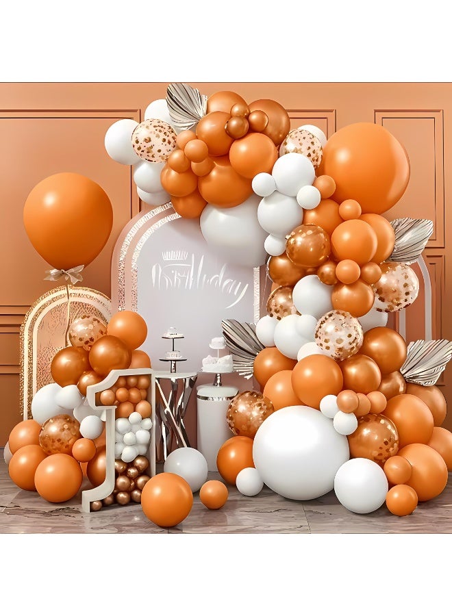 Terracotta Orange White Balloon Garland Kit – Boho Balloon Arch for Baby Shower, 1st Birthday, Rustic Fall Party Décor – 94 PCS with Confetti Balloons for Girl or Boy Celebration Backdrops - Image 2