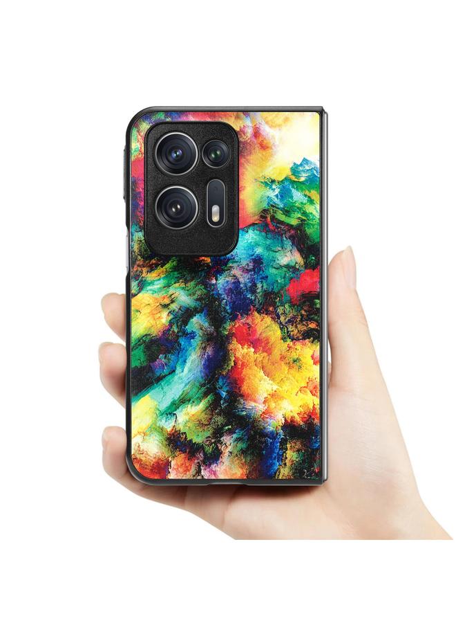 اس-توب جراب لهاتف OPPO Find N2، جراب خلفي من الجلد برسومات ملونة - Image 3