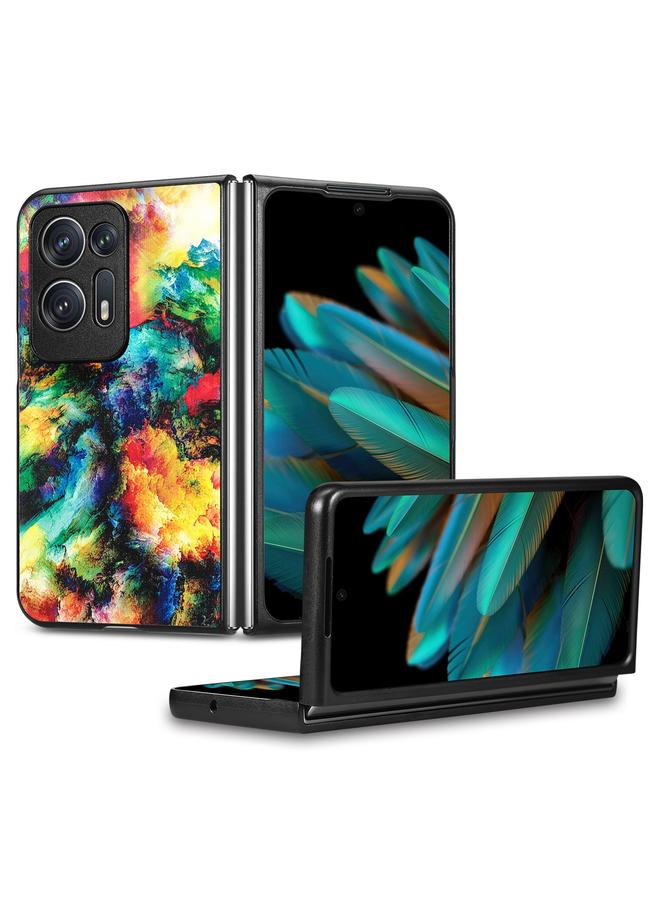 اس-توب جراب لهاتف OPPO Find N2، جراب خلفي من الجلد برسومات ملونة - Image 1