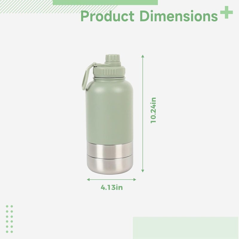 Stainless Steel Pet Water Bottle with Double Bowls, Insulated Portable Dog Cat Feeder, Leak-Proof for Travel and Outdoor - Image 3