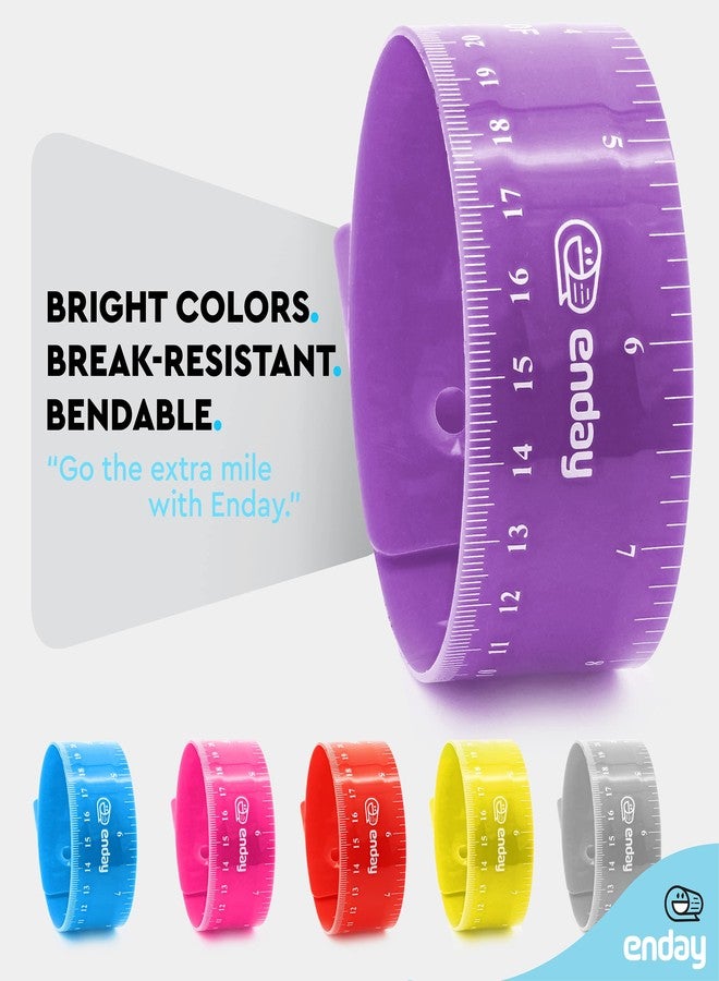 Enday Flexible Purple Ruler, 12 in (30 cm) Soft Plastic Shatter Resistant Straight Edge, Bendable Kids & Adults Ruler w/Inches & Metrics - Image 4