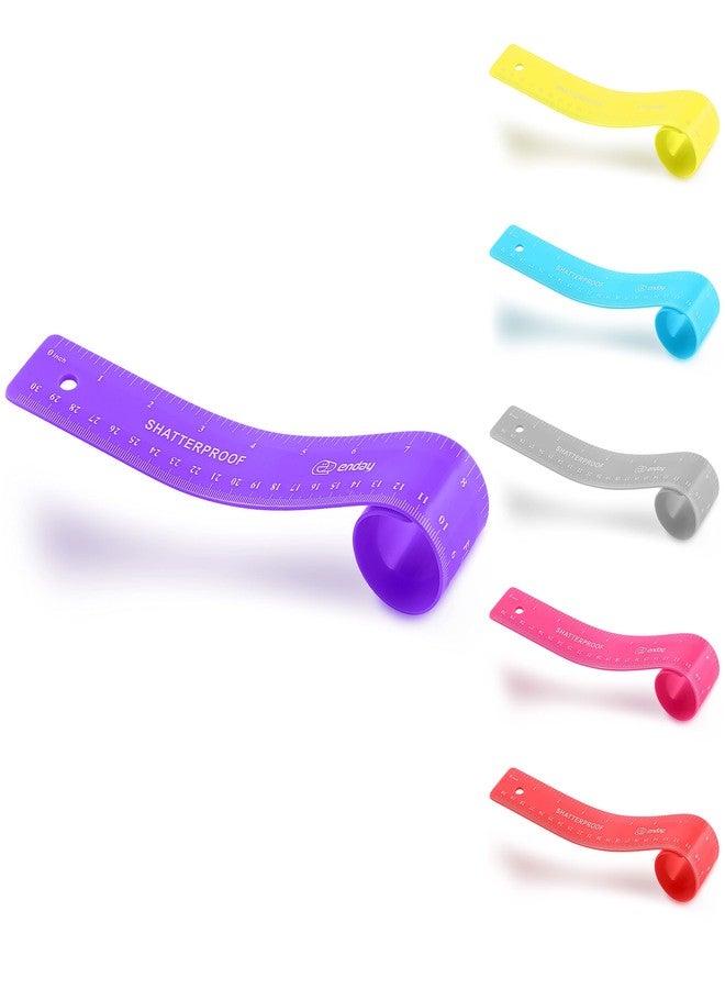 Enday Flexible Purple Ruler, 12 in (30 cm) Soft Plastic Shatter Resistant Straight Edge, Bendable Kids & Adults Ruler w/Inches & Metrics - Image 1