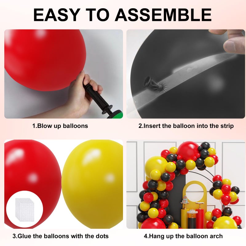 Ymsz Red Black Yellow Balloons Arch Kit  134Pcs Red And Yellow Latex Balloons For Birthday  Baby Shower  Graduation Party Decorations - Image 2