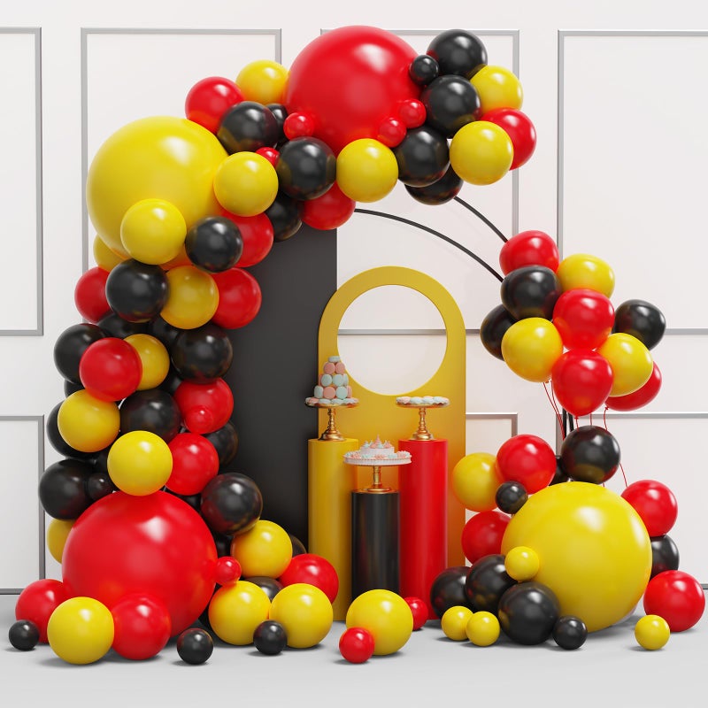 Ymsz Red Black Yellow Balloons Arch Kit  134Pcs Red And Yellow Latex Balloons For Birthday  Baby Shower  Graduation Party Decorations - Image 1