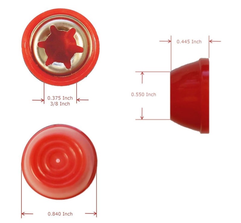 Quadrapoint Hub Caps for Bike/TRIKES/Scooter Compatible with Popular Red Wagon Brand - fits 3/8 Axle Diameter (Red) - Image 2