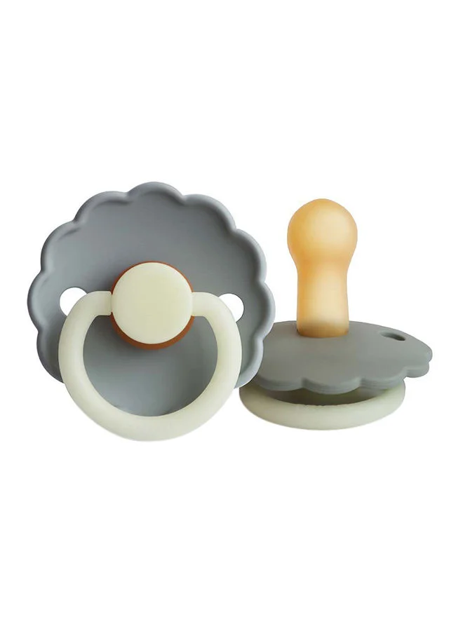 FRIGG Pack Of 2 Daisy Latex Baby Pacifier 6-18M, French Gray Night/Portobello Night - Size 2