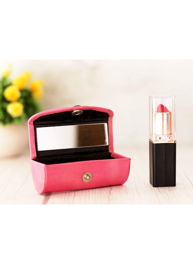 ARTISENIA - ARTISENIA Set of 2 Leather Lipstick Case Holder Organizer Bag for Purse lipstick holder Durable Soft Leather | Cosmetic Storage Kit With Mirror (Pink & Black) - Image 1
