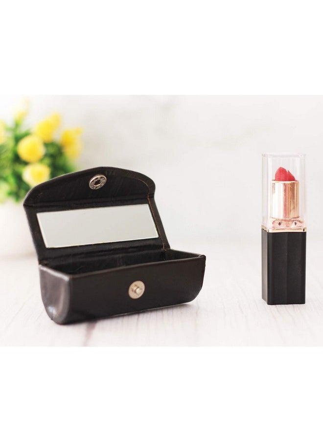 ARTISENIA - ARTISENIA Set of 2 Leather Lipstick Case Holder Organizer Bag for Purse lipstick holder Durable Soft Leather | Cosmetic Storage Kit With Mirror (Pink & Black) - Image 1