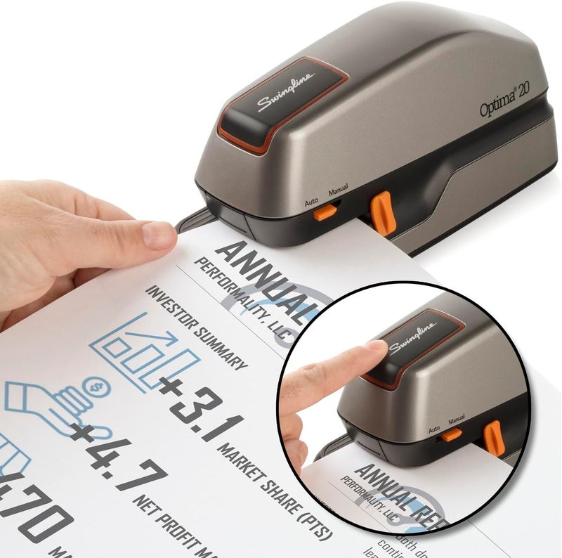 Swingline مُدبِّس كهربائي سويجلين أوبتيما 20 - سعة 20 ورقة، فضي - Image 3