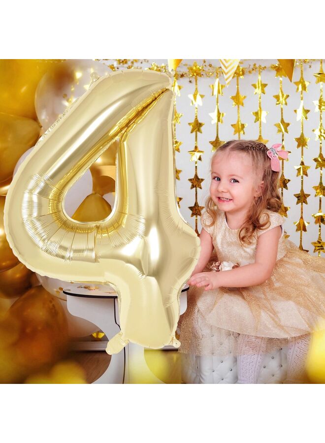 40 Inch Light Gold Foil Number Balloon, Large Mylar Number Balloons for Birthday Party Decorations, Helium Compatible Giant Number Balloons for Anniversary Celebration Supplies (4) - Image 5