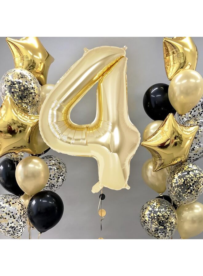 40 Inch Light Gold Foil Number Balloon, Large Mylar Number Balloons for Birthday Party Decorations, Helium Compatible Giant Number Balloons for Anniversary Celebration Supplies (4) - Image 3