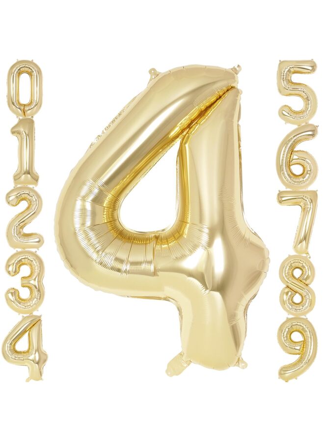 40 Inch Light Gold Foil Number Balloon, Large Mylar Number Balloons for Birthday Party Decorations, Helium Compatible Giant Number Balloons for Anniversary Celebration Supplies (4) - Image 1