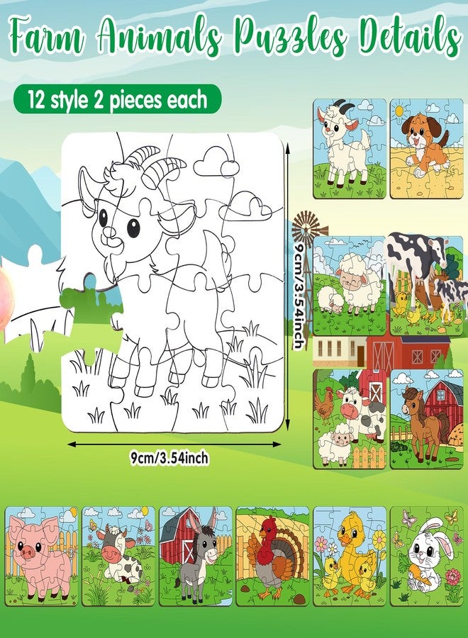 Realspring 24 Pack Farm Animal Color Your Own Jigsaw Puzzles for Kids 3-5, 4-6, 6-8, Coloring Crafts DIY Paper Puzzles Party Favors Gifts for Toddler Children Learning Education Toys - Image 2